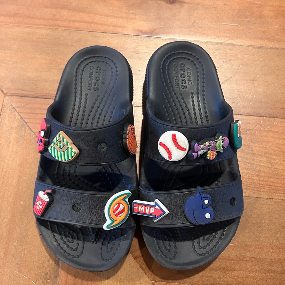 Kids Black Crocs Shoes with Fun Charms